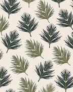 Green Palm Leaves Subtle Texture Rug