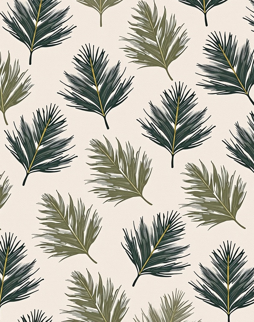 Green Palm Leaves Subtle Texture Rug