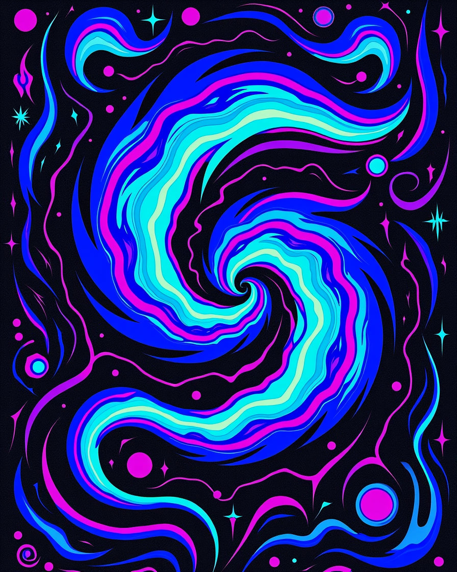 Cosmic Blue Pink Swirl Galaxy Rug