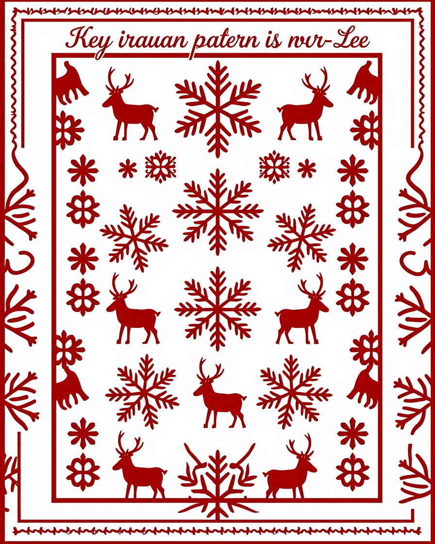 Red Reindeer Snowflake Classic Harmony Rug