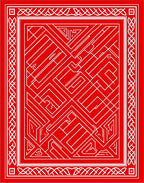Labyrinth Red Interlocking Geometric Rug
