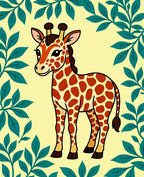 Whimsical Giraffe Leafy Safari Rug
