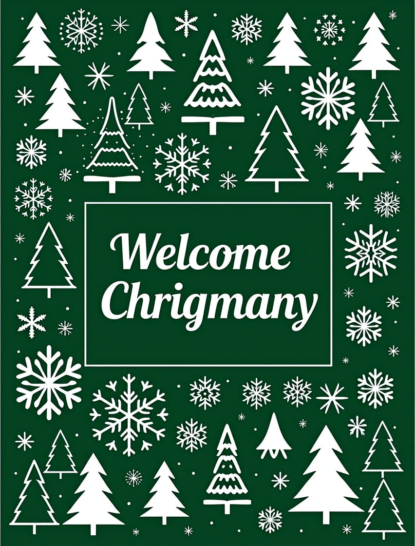 White Winter Holiday Trees Snowflake Rug