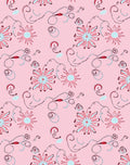Pink Floral Swirls and Twists Rug