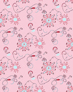 Pink Floral Swirls and Twists Rug