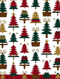 Festive Red Green Gold Christmas Trees Rug