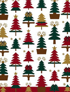 Festive Red Green Gold Christmas Trees Rug