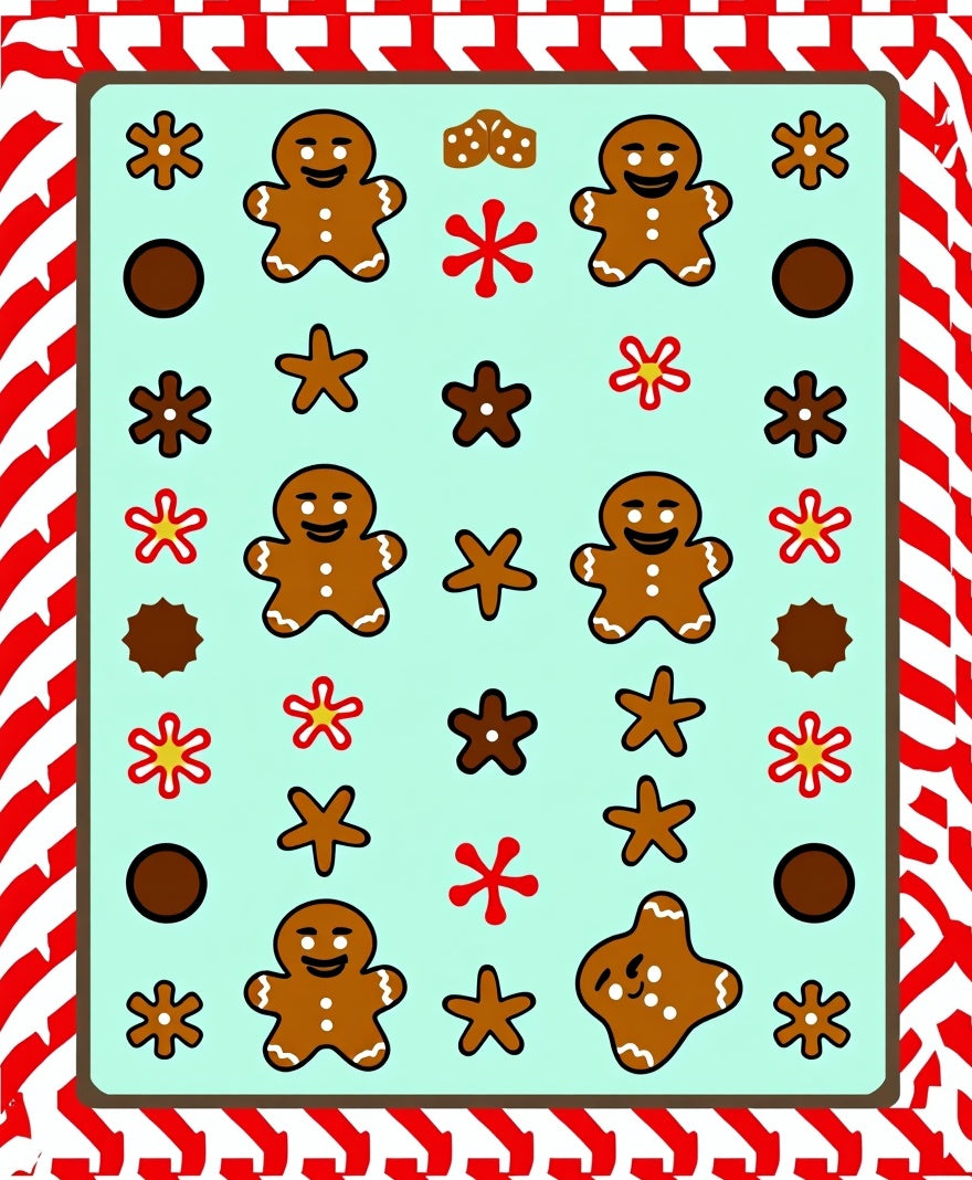 Gingerbread Men Red White Candy Cane Rug