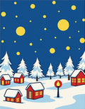 Cozy Snowy Village Yellow Stars Rug
