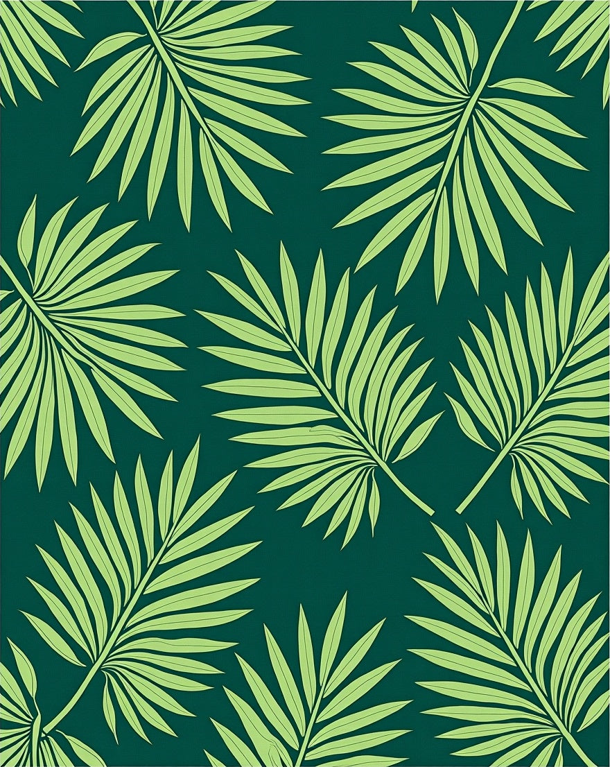 Verdant Palm Fronds Repeating Field Rug