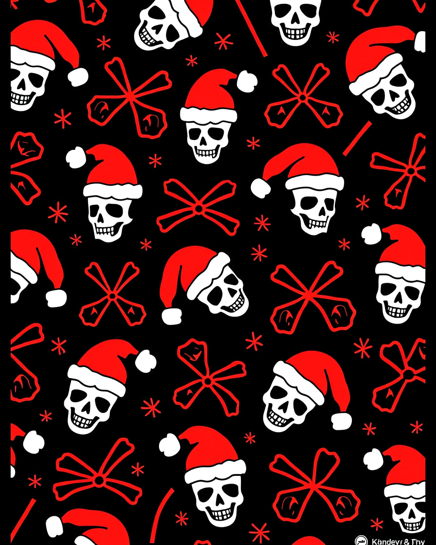 Red Skull Santa Hat Scatter Rug