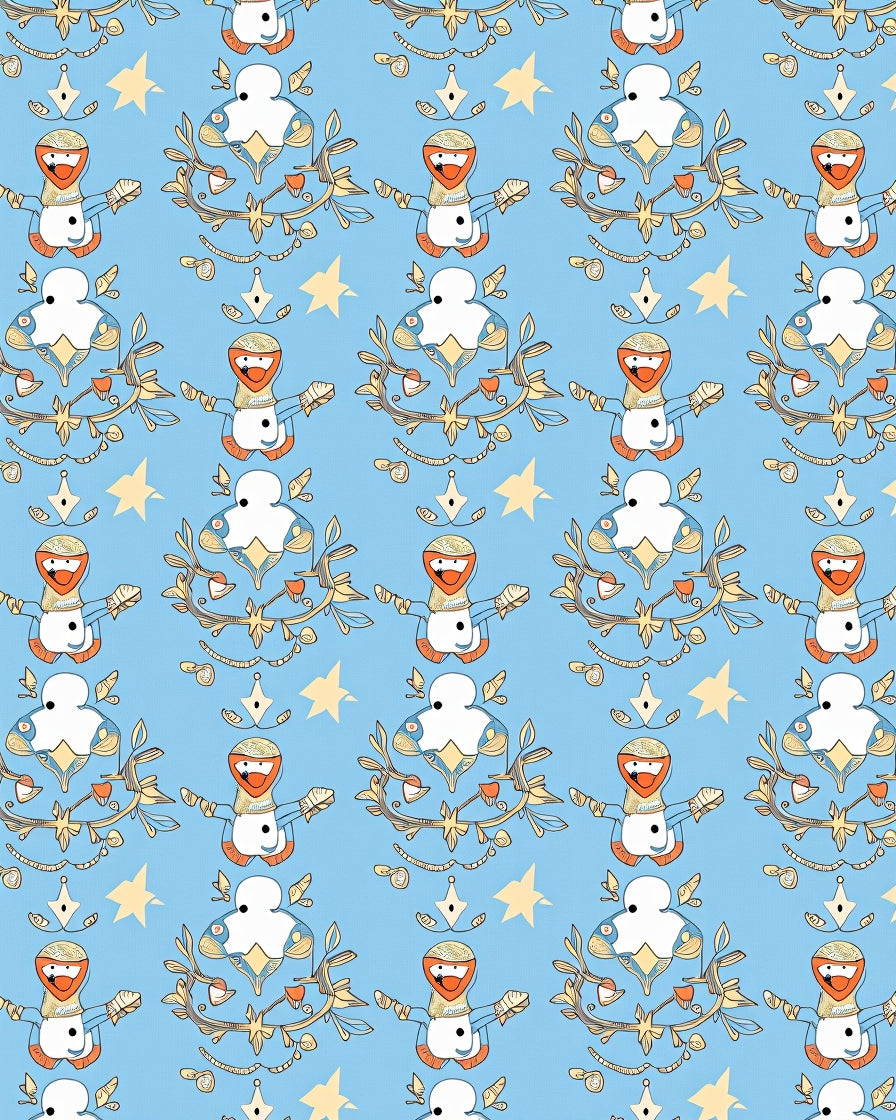 Whimsical Snowman Yellow Stars Blue Rug