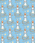 Whimsical Snowman Yellow Stars Blue Rug