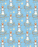 Whimsical Snowman Yellow Stars Blue Rug