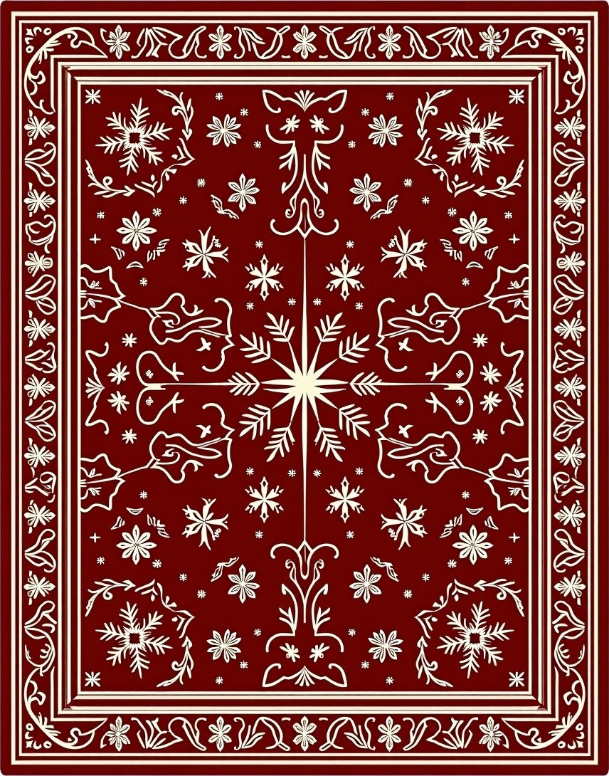 Crimson Snowflake Garden Medallion Rug
