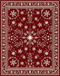 Crimson Snowflake Garden Medallion Rug