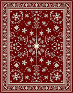 Crimson Snowflake Garden Medallion Rug