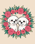 Pink Rose Wreath Adorable Puppies Rug