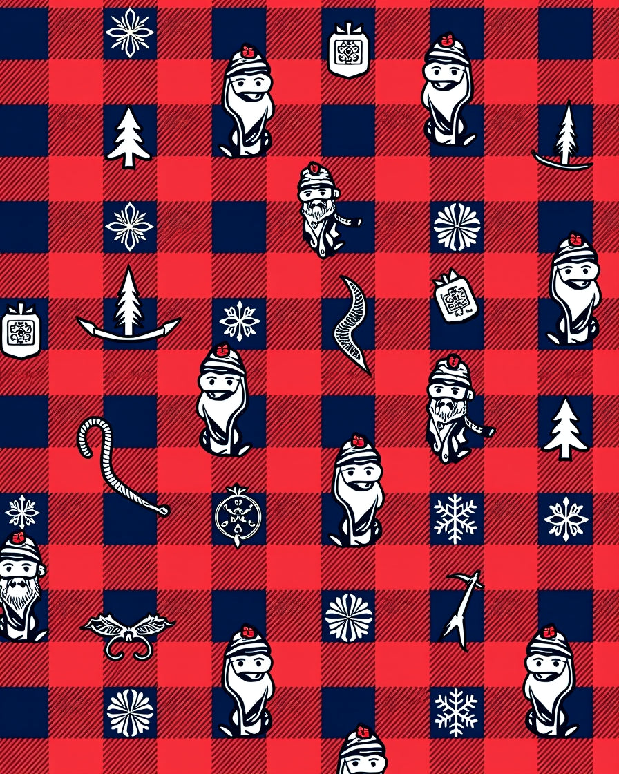 Red Blue Buffalo Plaid Christmas Cheer Rug