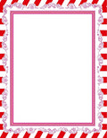 Whimsical Red Pink Floral Stripe Frame Rug