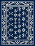 Classic Navy Snowflake Floral Border Rug