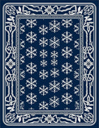 Classic Navy Snowflake Floral Border Rug