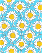 White Daisy Chain Blue Field Rug