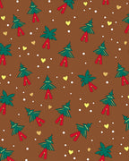 Brown Festive Tree Heart Snow Rug