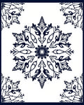 Navy Blue Floral Medallion Art Rug