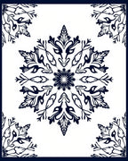 Navy Blue Floral Medallion Art Rug