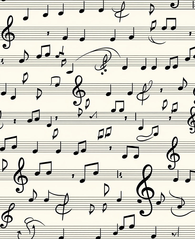 Black Musical Notes Cream Background Rug