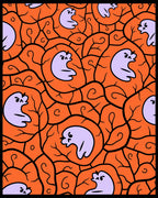 Spooky Lavender Ghost Orange Swirl Rug