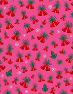 Whimsical Red Tropical Foliage Rug