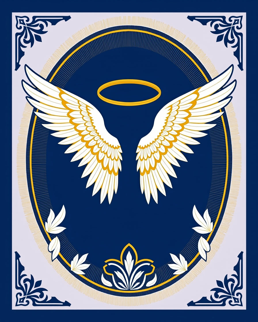 Royal Blue Angel Wings Halo Medallion Rug