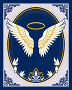 Royal Blue Angel Wings Halo Medallion Rug
