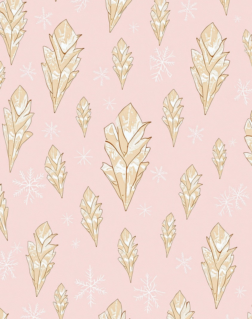 Pale Pink Gold Crystal Snowflakes Rug