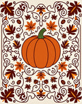 Orange Pumpkin Autumn Leaf Vine Rug