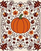 Orange Pumpkin Autumn Leaf Vine Rug