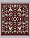 Burgundy Mint Abstract Figure Medallion Rug