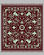 Burgundy Mint Abstract Figure Medallion Rug