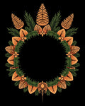 Orange Fern Leaf Wreath Arrangement Rug