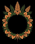 Orange Fern Leaf Wreath Arrangement Rug
