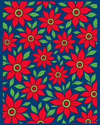 Vibrant Red Floral Garden Rug