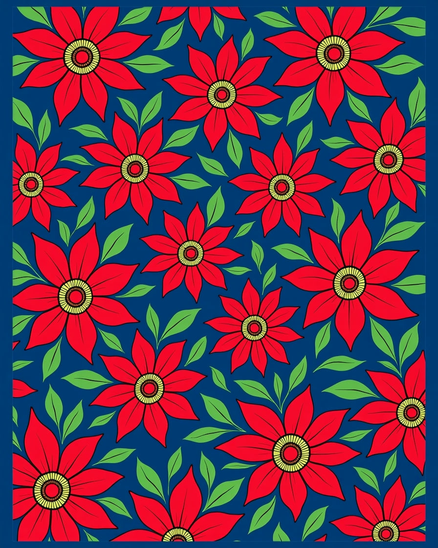 Vibrant Red Floral Garden Rug