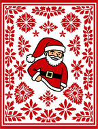 Red Holiday Christmas Santa Snowflakes Rug