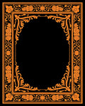 Orange Floral Scroll Frame Rug