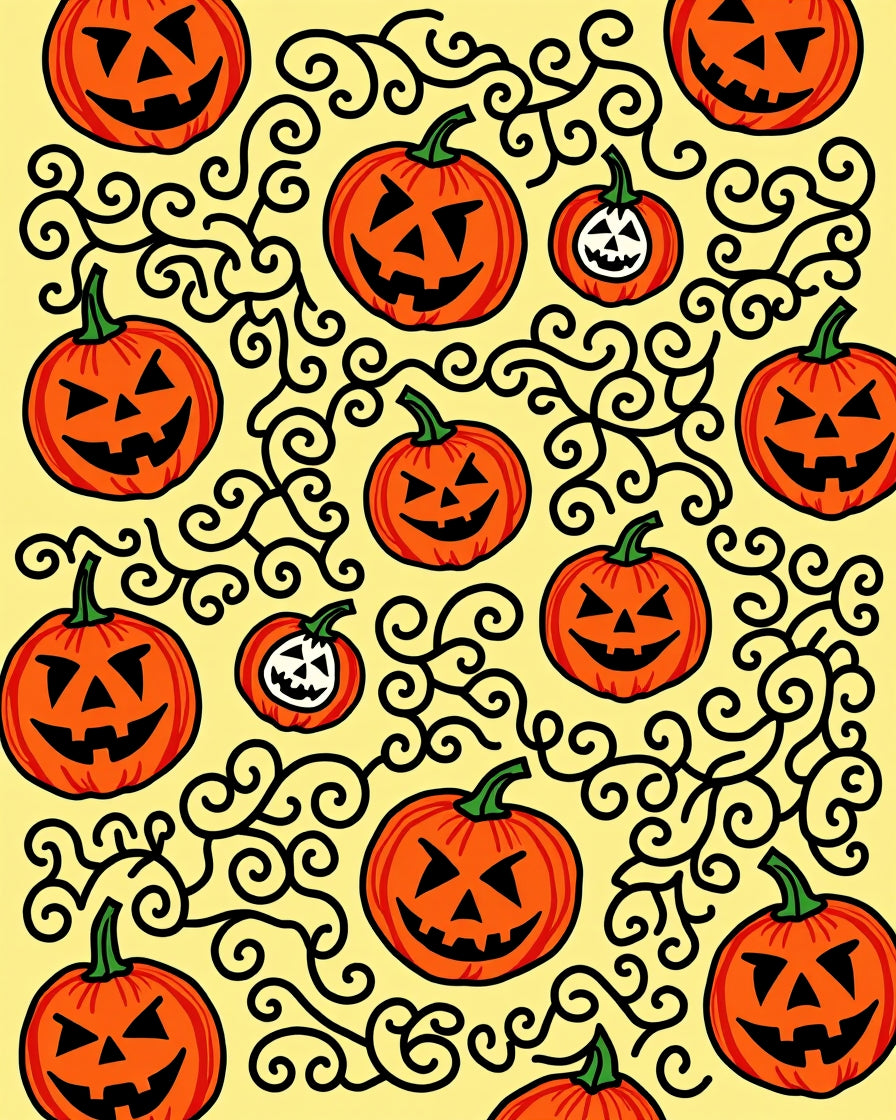 Orange Jack O Lantern Swirls Rug