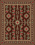 Rich Crimson Floral Bordered Rug
