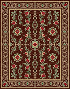 Rich Crimson Floral Bordered Rug