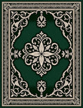 Emerald Green Cream Scroll Medallion Rug